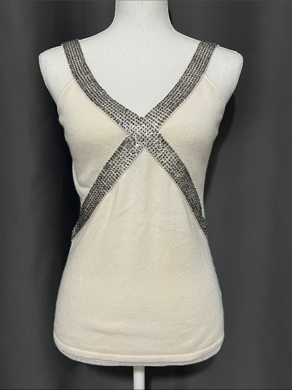 Gianni Bini Cream Cashmere Sequin Blouse